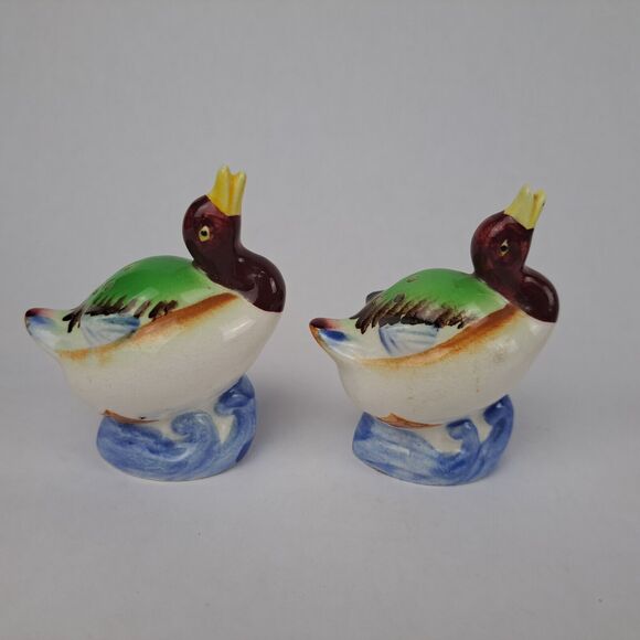 VTG Salt Pepper Shaker Ceramic Green Duck Japan - Picture 1 of 7